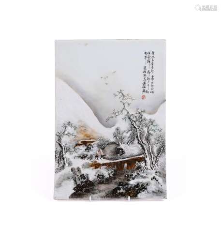 A Chinese porcelain \'Landscape\' panel