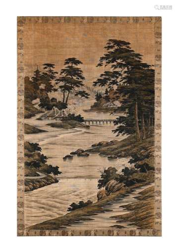 A large Japanese Yuzen embroidered Panel