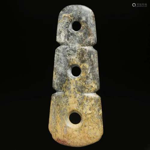 Chinese Neolithic style triple-holed ornament