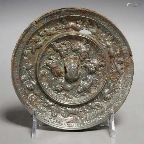 Antique Chinese cast bronze mirror