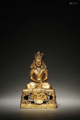 清乾隆庚寅（1770年） 铜鎏金无量寿佛