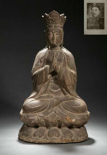 A Carved Wooden Bodhisattva