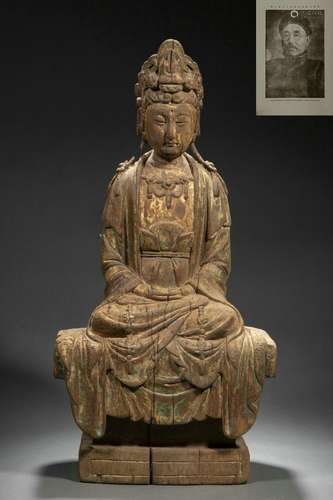 A Carved Wooden Bodhisattva