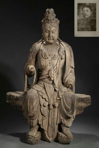 A Carved Wooden Bodhisattva