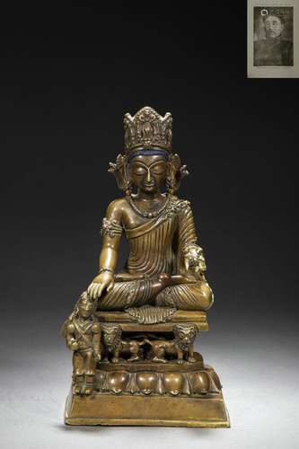 A Silver Inlaid Bronze Bodhisattva