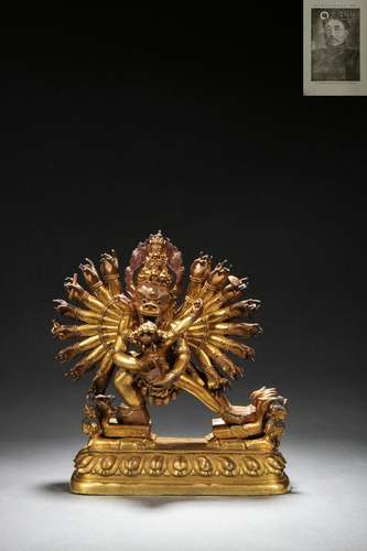 A tibetan Bronze-gilt Yamantaka