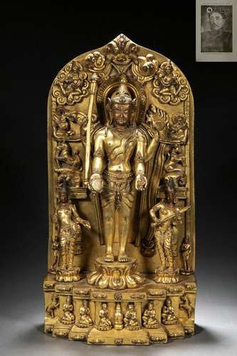 A Bronze-gilt Standing Deity