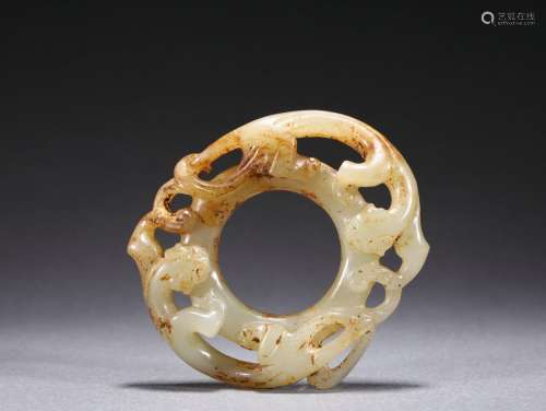 A Carved Jade Chilong Disc Bi