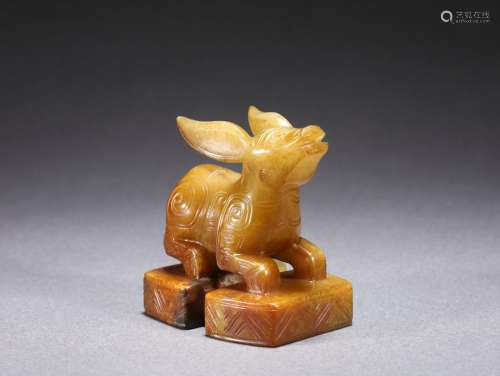A Carved Jade Beast Seal