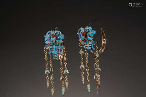 pair enameled earrings