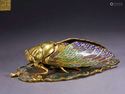 A cloisonne enamel cicada