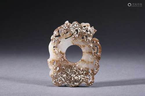 A Carved and Reticulated Jade Plaque