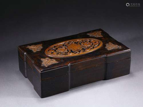 A carved wood literati box