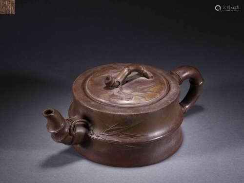 A yixing glaze bamboo teapot