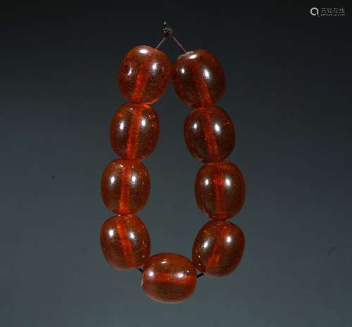 An amber prayer beads