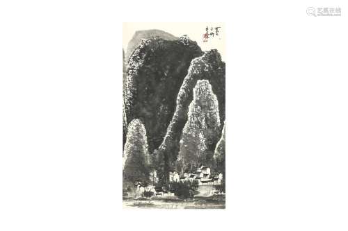 LI KERAN 李可染 (Xuzhou, China, 1907 - 1989) Mountain landsc...