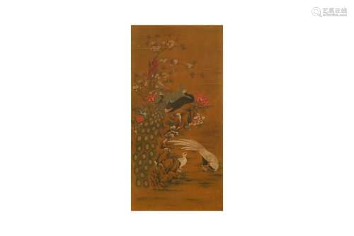 YU SHENGONG 余省恭 (Qing Dynasty) Peacocks and pheasants 孔雀...