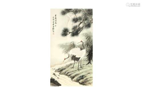 PU ZUO 溥佐 (China, 1918 - 2001) Cranes 松鶴圖