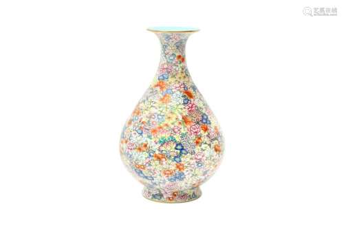 A CHINESE FAMILLE-ROSE 'MILLEFLEUR' VASE, YUHUCHUNPI...