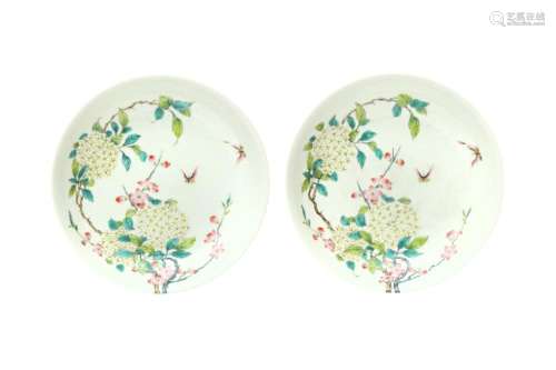 A PAIR OF CHINESE FAMILLE-ROSE 'FLOWER AND BUTTERFLY'...
