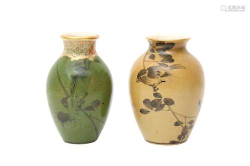 TWO SMALL JAPANESE SATSUMA VASES BY KUSUNOBE