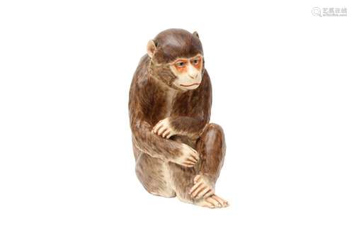 A JAPANESE SATSUMA MODEL OF A MONKEY