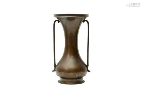 A JAPANESE BRONZE DOUBLE-SIDED VASE