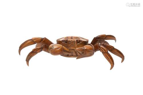 A JAPANESE WOOD OKIMONO OF A CRAB