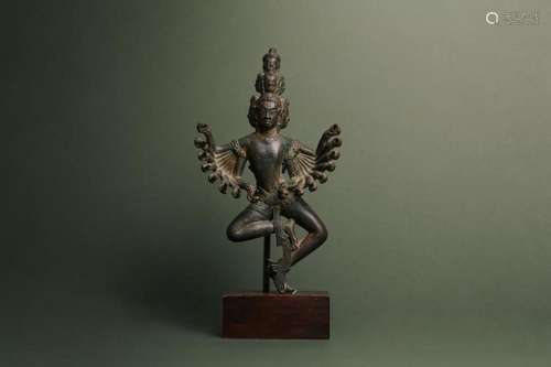 A RARE KHMER BRONZE FIGURE OF HEVAJRA 十二至十三世紀 高棉銅喜...