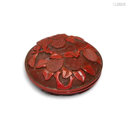 A carved cinnabar lacquer box and cover, Ming dynasty, 16th ...