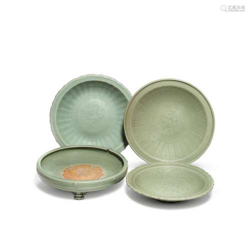 A group of four 'Longquan' celadon-glazed wares, Min...