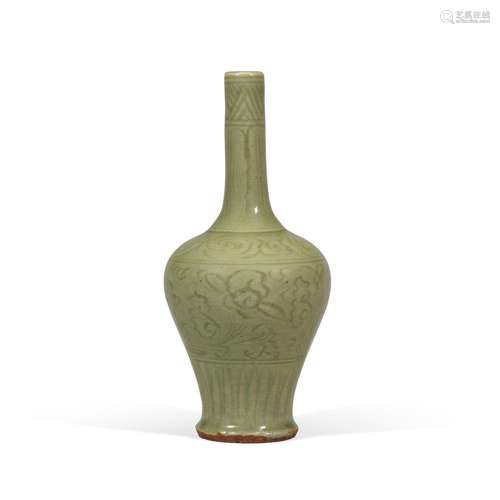 A small carved 'Longquan' celadon-glazed vase, Ming ...