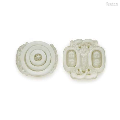 Two pale celadon jade plaques, 20th century