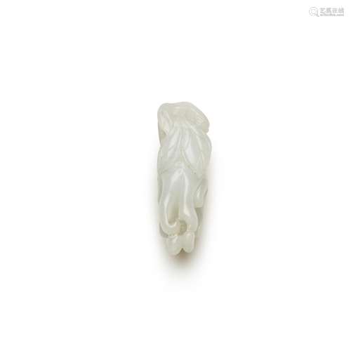 A small white jade carving of a finger citron, Qing dynasty,...