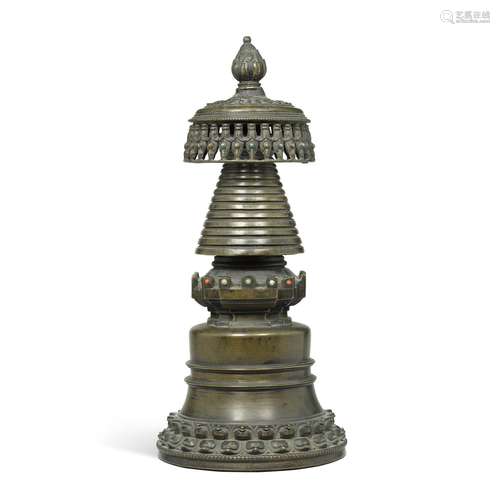 A copper-alloy stupa, Tibet, 13th century