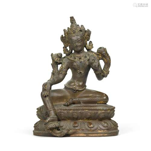 A bronze figure of Green Tara, Ming dynasty, 15th century