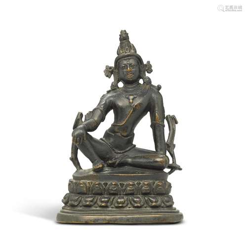 A Pala-style bronze seated figure of a Bodhisattva, 20th cen...