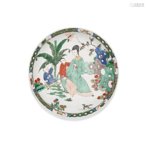 A famille-verte 'figural' dish, Qing dynasty, Kangxi...