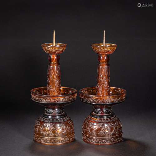 CHINESE GLASS CANDLESTICK IN QING DYNASTY