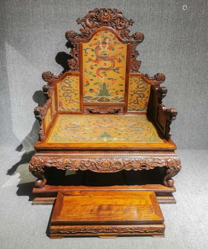 CHINESE LACQUERWARE YELLOW ROSEWOOD CHAIR OF QING DYNASTY