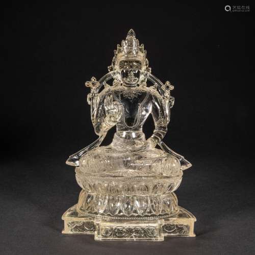 CHINESE CRYSTAL BUDDHA STATUE FROM THE QING DYNASTY
