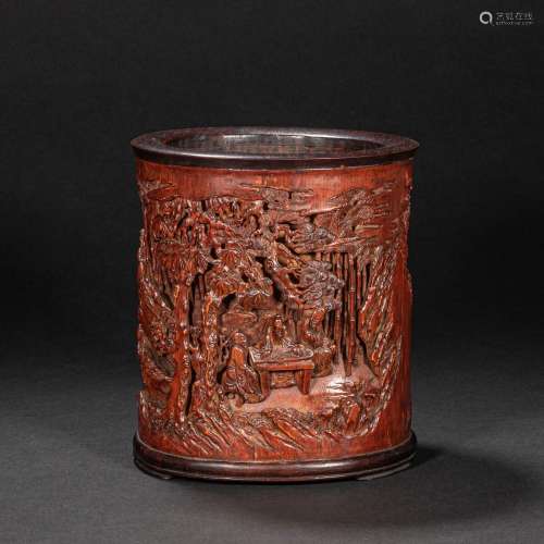CHINESE BAMBOO CARVING PEN HOLDER IN QING DYNASTY