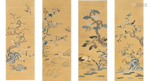 CHINESE KESI HANGING SCREEN A GROUP OF QING DYNASTY