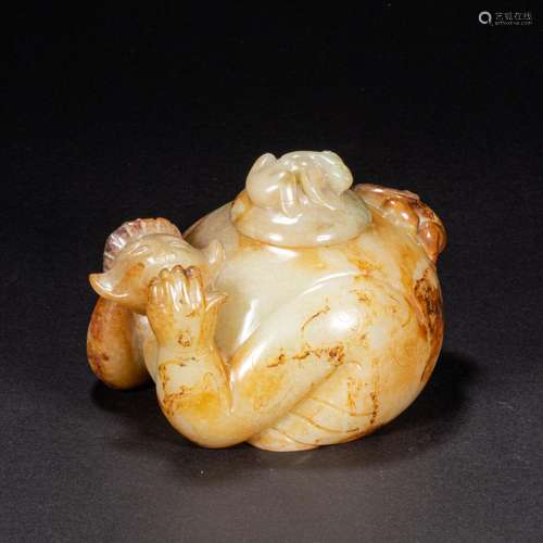 CHINESE HETIAN JADE POT HAN DYNASTY