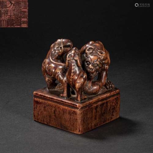 CHINESE AGARWOOD SEAL FROM QING DYNASTY