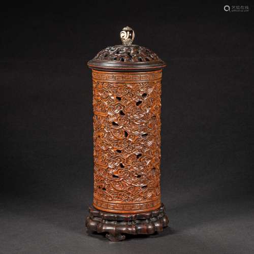 CHINESE RED SANDALWOOD INCENSE CONE FROM THE QING DYNASTY