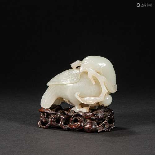 CHINA HETIAN JADE BIRD IN QING DYNASTY