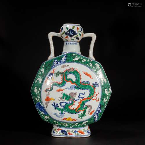 CHINESE COLORFUL FLAT BOTTLE MING DYNASTY