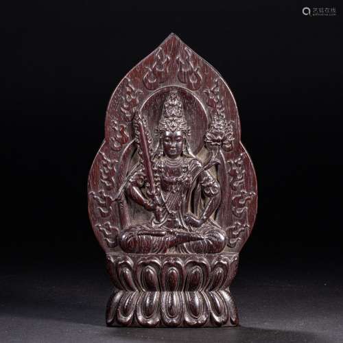 CHINESE RED SANDALWOOD BUDDHA BRAND IN QING DYNASTY