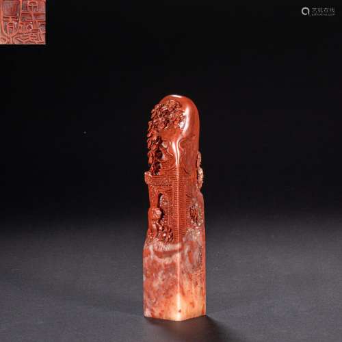 CHINESE SHOUSHAN STONE SEAL OF QING DYNASTY